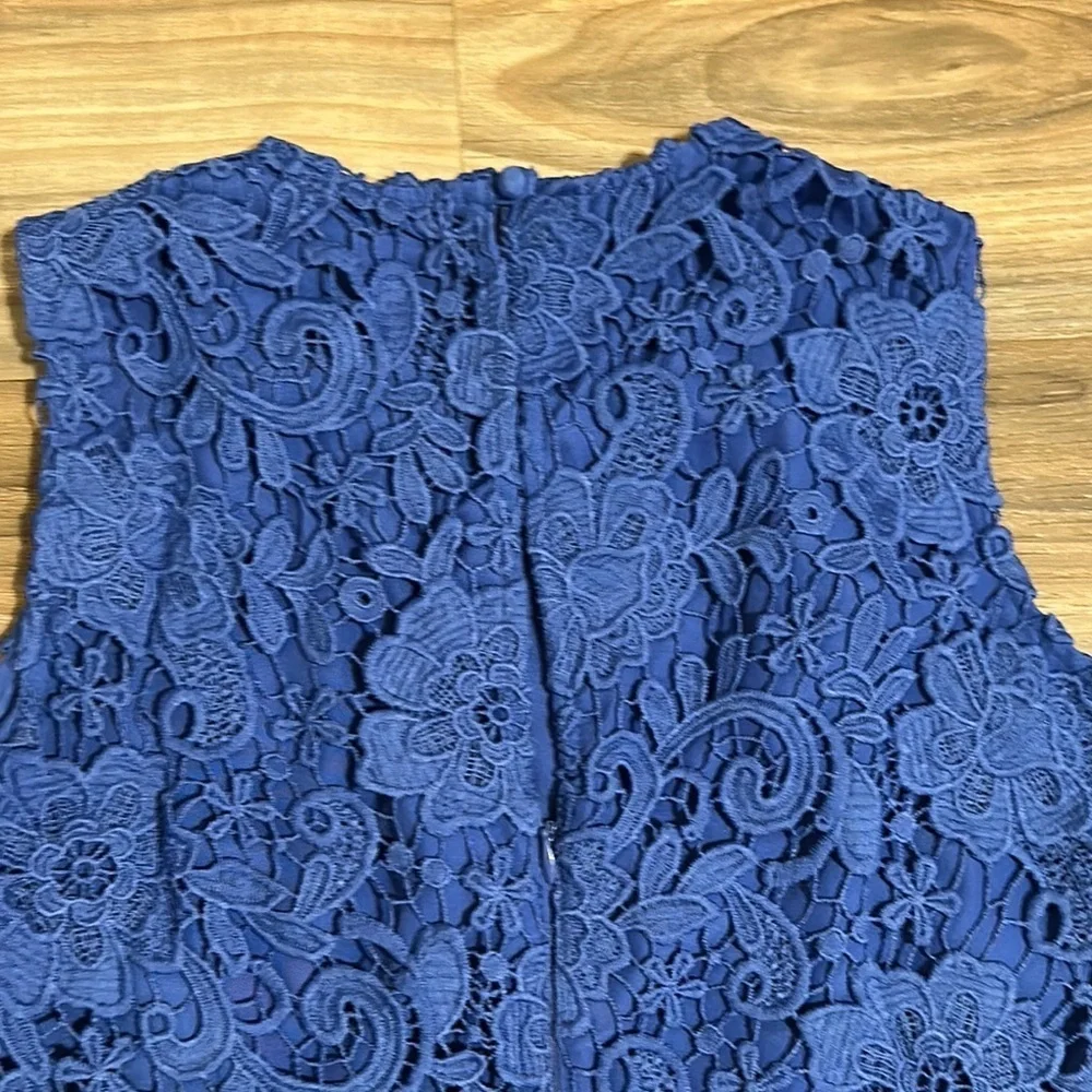J Crew Floral Lace Sleeveless Sheath Dress Royal Blue Women’s Size 2